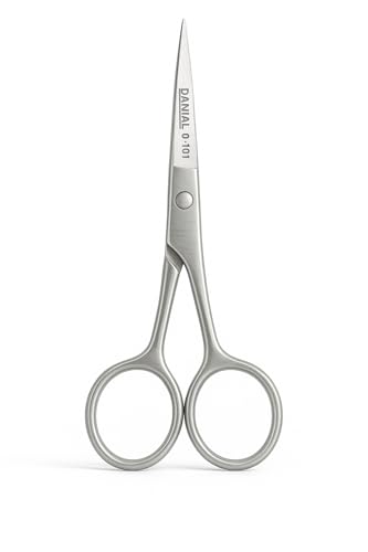 DANIAL 4.5 Inches Stainless Steel Hair Cutting Scissors - Professional Men's Barber Tool for Small Mustache, Beard, Nose and Eyebrow Grooming - Rust Free - Precision Trimming at Its Finest