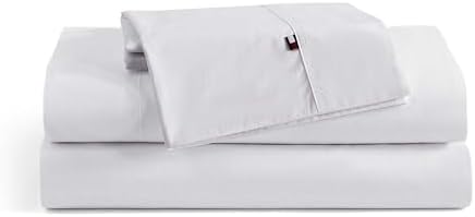 Tommy Hilfiger - Sheet Set, Cotton Percale Bedding with Matching Pillowcases, Crisp & Cool, Solid Home Essentials (King) - Thumbnail 4