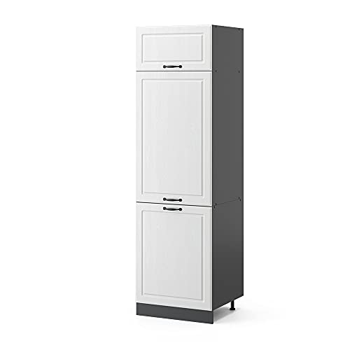 Vicco Armario para frigorífico Empotrado R-Line, Blanco casa de Campo/Antracita, 60 cm