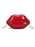 QWINEE Casual Lip Shaped Zipper Bag Crossbody Bag Casual Shoulder Bag Ladies Shoulder Totes Bag Red One-Size