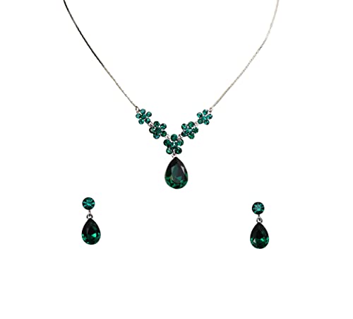 Image of Faship Gorgeous Rhinestone Crystal Floral Necklace Earrings Set
