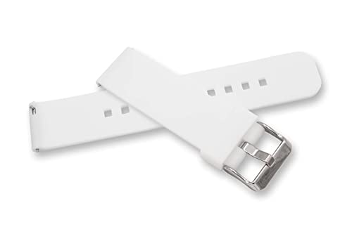 vhbw bracelet compatible avec LG G Watch, R Watch, Urban, W100, W110, W150 montre connectée - 12.2cm + 8.4 cm silicone blanc