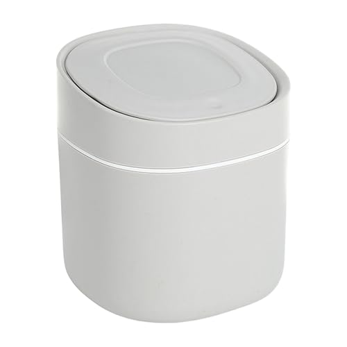 Genérico Papelera De Escritorio - Papelera Pequeña Con Tapa Para Oficina | Organizador Doméstico Para Almacenar Productos De Belleza, Bastoncillos Y Recortes De Papel