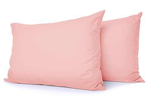 Comfort Beddings Qualité d'exportation 600 Fils au Pouce 100% Coton égyptien 2pc taies d'oreiller pour Femme au Foyer Rose pâle, taies d'oreiller à Fermeture d'enveloppe - Superking (50 cm x 90 cm) Cover