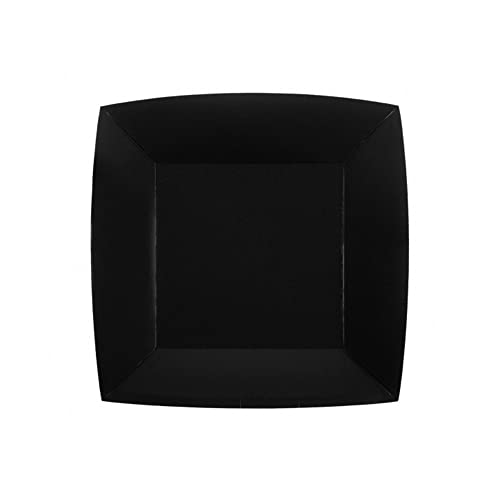 Santex - 10 Assiettes Carton Bio CARRÉES 23CM Noir