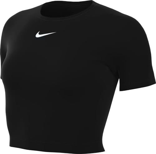 NIKE Women's W NSW TEE ESSNTL Slim CRP LBR T-Shirt, Black, L