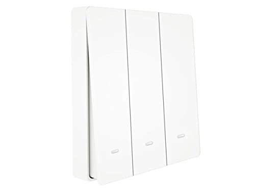 Interruttore Da Parete Senza Fili, Interruttore Wireless RF 433, Attacco Dove Si Vuole, Compatibile Con Alexa, Switch Wireless per Luci e Apparecchi Elettrici (3 Tasti)