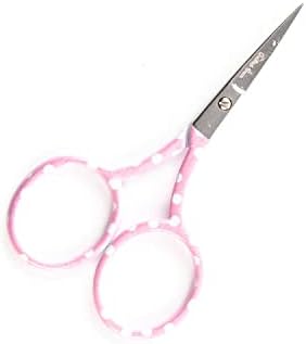 The Quilted Bear Polka Dot Embroidery Scissors - Small Sharp 3.5" Blades for use as Embroidery, Cross Stitch, School, Applique or Nail Scissors with Your Choice of Two Colours! (Pink)