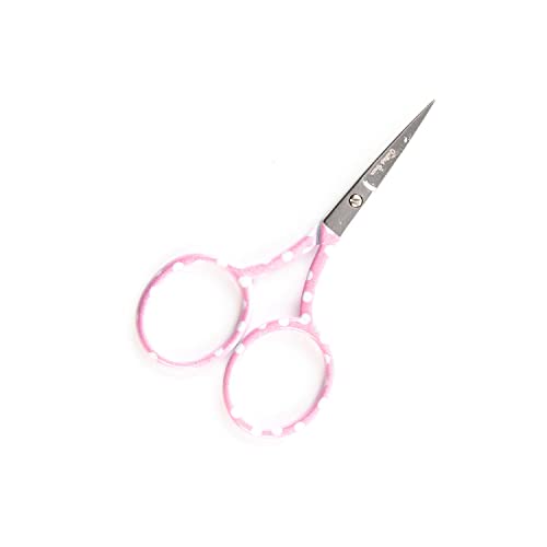 The Quilted Bear Ciseaux à broder à pois - Petites lames tranchantes de 8,9 cm pour une utilisation comme broderie, point de croix, appliqué ou ciseaux à ongles - Deux couleurs (rose) Cover