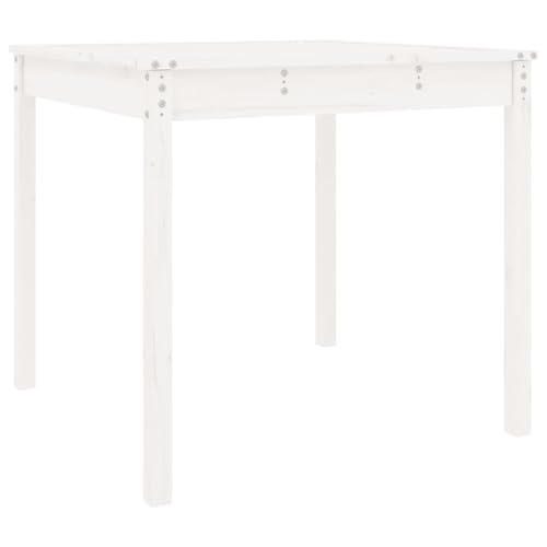 Table de jardin en pin massif blanc 82,5cm vidaXL - 2