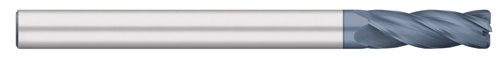 Titan TC74613 Solid Carbide End Mill, Extra Long Length, 4 Flute, Corner Radius, 30 degree Helix, AlTiN Coated, 0.020" Corner Radius, 1/4" Cutting Diameter, 6" Overall Length, 1-1/2" Cutting Length