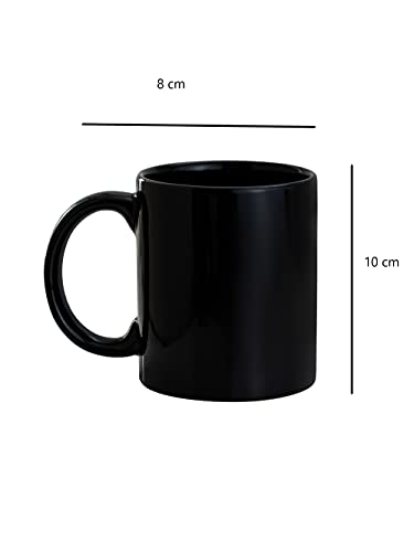 Image of Clay Craft Fine Ceramic Plain Solid Color Milk Mug 350 ml Best for Office and Home, Gifted to Mother, Father, Sister, Brother, Friends and Family (Black, 2)