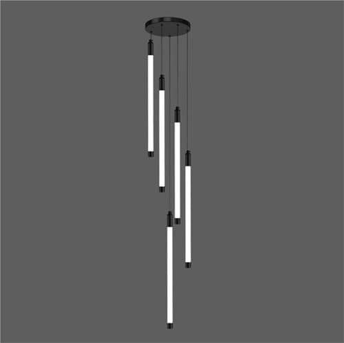 Suspension tube long pour illuminer un grand hall d'entrée moderne et chic
