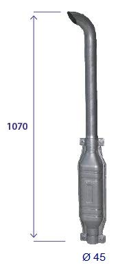 MARMITTA IN ACCIAIO SPECIALE AL TITANIO TUBO CURVATO 1070MM D 45 TRATTORI FIAT LANDINI MASSEY FERGUSON E VARI