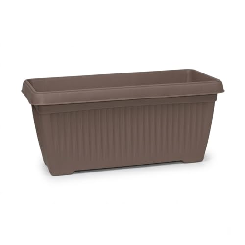 Image of Bello Rectangle 30cm Mocca Plastic Planter | Rectangular Flower Pot for Home & Garden (Pack of 3)