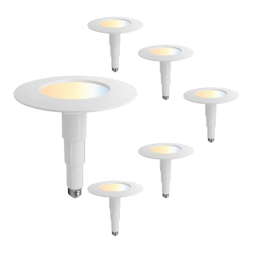 Jolux J Pro 6-Pack Recessed Lighting, 5/6 Inch LED Downlights, Easy Install, 2700K-5000K Selectable & Dimmable, IC & Damp Rated, Retrofit for Remodel, Rental, Apartment, Whole-Home Projects