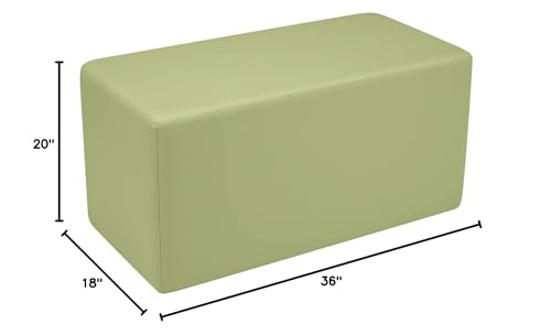 Image of Sprogs 18 inch H Structured Rectangle Stool -Flexible Modular Collaborative Soft Seating for Office, Home, Lounge and School Classrooms with Durable Frame & Set of 2 inch Legs Add-on - Fern Green