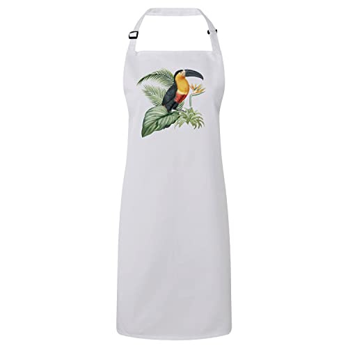 Tablier cuisine oiseau tropical perroquet jungle pour chef et pâtissier