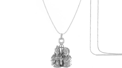 Pendentif en argent sterling chaîne en corde homme femme Bhagwan Shiv Parvati