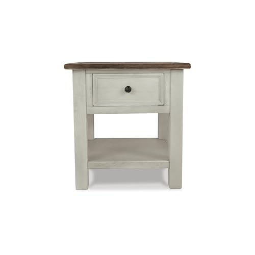Signature Design by Ashley Bolanburg Farmhouse Square Two Tone End Table, Antique Cream