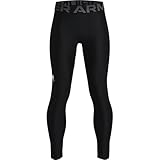 Under Armour Boys HeatGear Armour Leggings , Black (001)/Pitch Gray , Small