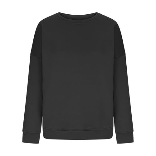 2025 Womens Sweatshirts Crewneck Fleece Oversized Pullover Sweaters Fall Winter Cute Tops Teen Girls (Black-1, XL)2