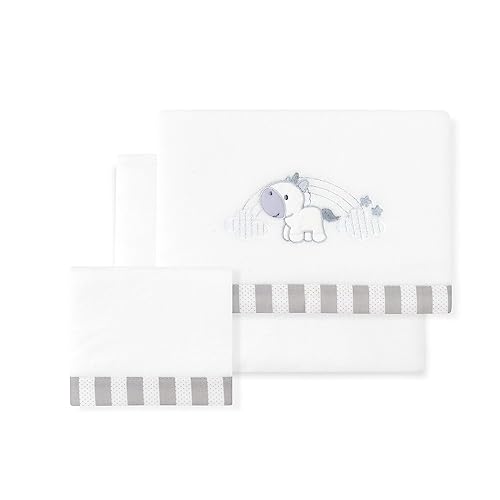 Draps Minicot POLAIRE Coral Fleece Unicornio Nube blanc gris 100% coton