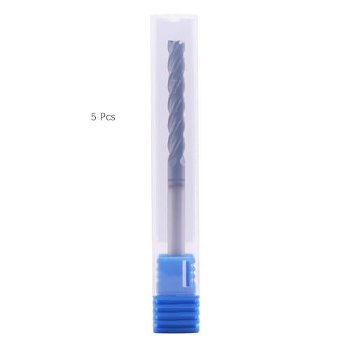 Image of BestParts High Performance 5Pcs Solid Carbide End Mills, AlTiN Coated, 4 Flute, 30 Degree Helix, 3 /16 inch Cutting Diameter, 3 /16 inch Shank Diameter, 1-1 /8 inch Length of Cut, 3 inch Overall Length, Square end