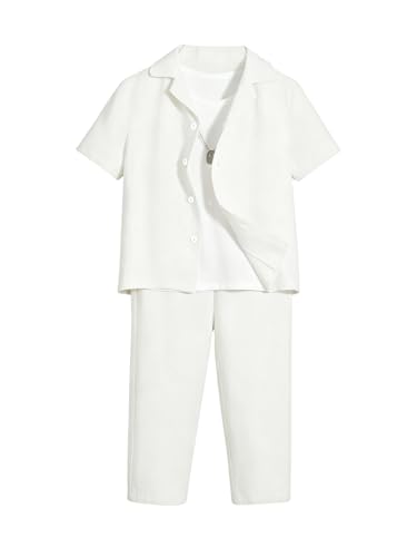 Image of Verdusa Boy's 2 Piece Sets Linen Set Going Out Summer Outfits Button Up Shirt and Pants Set Matching Sets