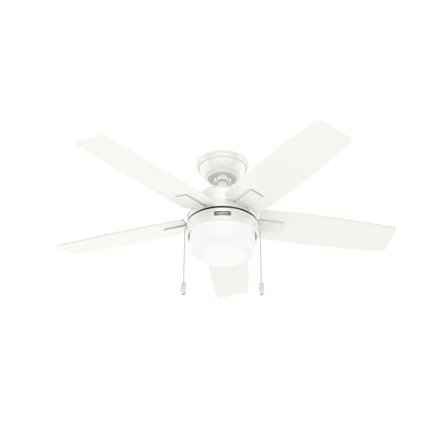 Image of Hunter Anisten, Indoor, Ceiling Fan, with LED Light, 44 inch, Fresh White