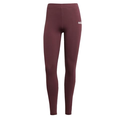 adidas Damen Essentials LINEAR Cotton Leggings, Aurora Ruby/White, L