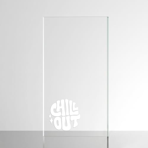 Image of Sticker for Glass & Mirrors| Minimal Vinyl Decal for Bedroom Bathroom & Cafe | Self-Adhesive Waterproof Quote Aesthetic Mirror Sticker | No Mirror Included (Chill Out, Medium, Matt White)