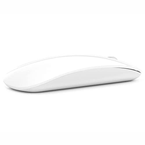 Bluetooth Mouse Rechargeable Wireless Mouse Silent Tri-Mode Wireless Mouse (Dual Bluetooth 5.1 + 2.4 GHz) with USB Receiver for Laptop/iPad/PC/Mac White