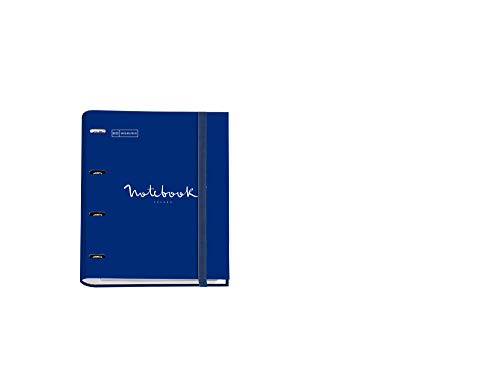 Miquel Rius - Carpebloc Notebook - Archivador Carpeta con 4 Anillas con Bloc 100 hojas cuadriculadas, Carpesano Cierre Goma, Color Azul Marino