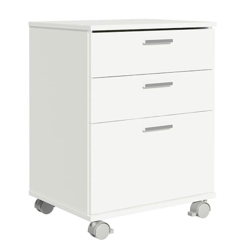 Gaveteiro para Banheiro Branco com 3 Gavetas e Rodinhas Madesa