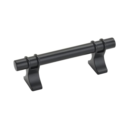 Image of Amerock | Cabinet Pull | Matte Black | 3 inch (76 mm) Center to Center | Davenport | 1 Pack | Drawer Pull | Drawer Handle | Cabinet Hardware