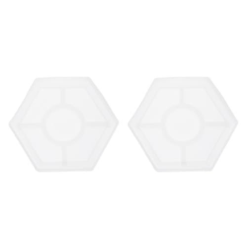 QUARKZMAN 2 Pcs Molde De Resina De Silicona Hexagonal Mediano Para Portavasos, Moldes Para Bandejas De Resina, Moldes De Resina Epoxi Para Portavasos Bandejas DIY Arte Tazones, Blanco