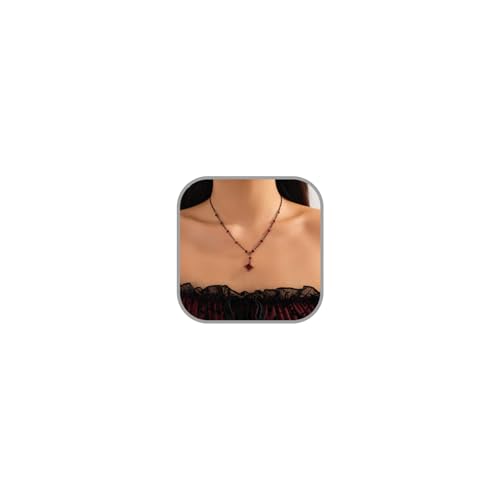Gothic Vampire Blood Drop Necklace for Women Vintage Black Red Teardrop Y-Shaped Pendant Necklace Tassle Chocker Necklaces Halloween Vampires Brida Costume Accessories F