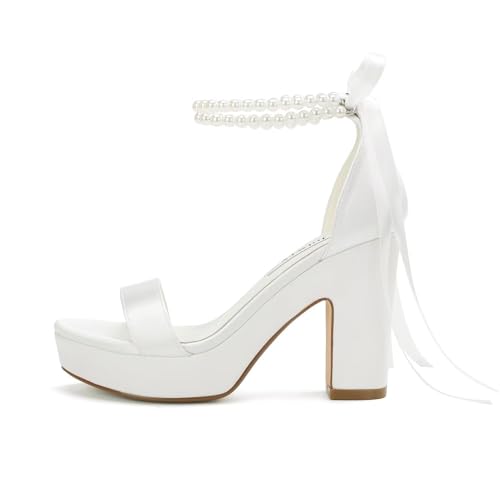 Pearl Heels Platform Wedding Shoes for Bride Open Toe Bridal Shoes Platform Wedding Sandals3
