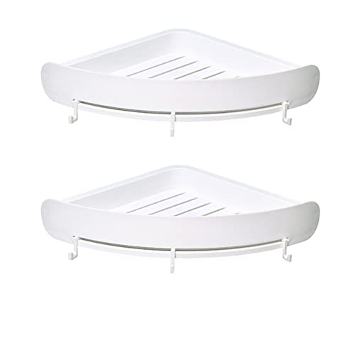 MaitianGuyou Étagère d'angle de douche de salle de bain, étagères de salle de bain murales Rangement de panier de douche pour organisateur de cuisine de salle de bain avec crochets (blanc, 2 couche) Cover