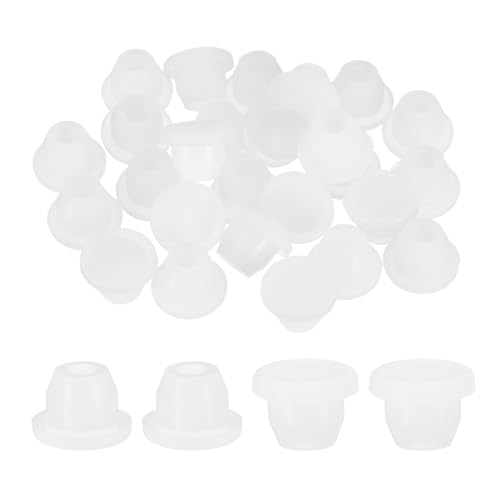 Image of uxcell 30pcs Hole Plugs, Heat Resistant Silicone Flush Type Fastener Hole Cover Plug for 11.8mm(15 /32 Inch) Hole, Round Snap Locking Tubing Plug Hole for Furniture Cabinet, White