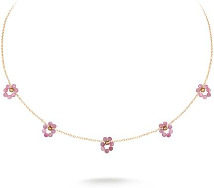 Wrangler Gold Choker Necklace for Women Statement 14K Plated Bead Daisy Flower Charm Chains Jewelry