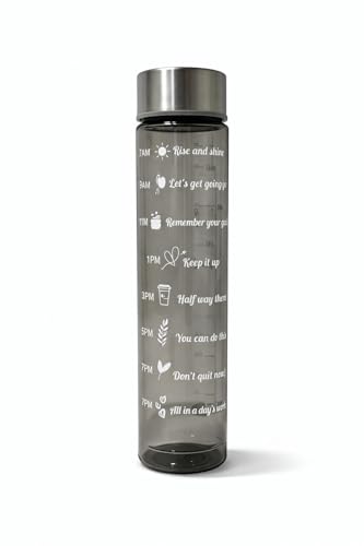 Image of Motivational Water Bottle Set with Time Marker & Straw | BPA Free Leakproof Gym Sipper Combo | Total 2000ML Capacity | Sports & Office Use | Tritan Plastic Material (Black)