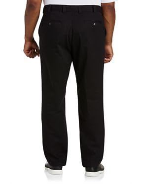 Dxl Big And Tall Essentials Flat-Front Twill Pants, Black, 44W X 28L #TOP1