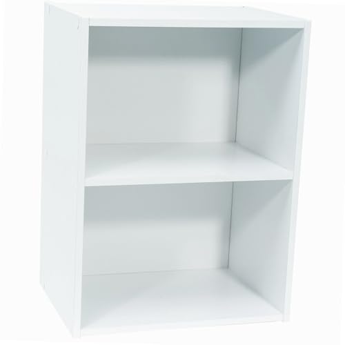 WERKA PRO Meuble Blanc de Rangement - 2 Niches - Panneaux de Bois MDF - 54 x 40 x 29 cm - Livré en Kit avec Plan de Montage - pour Salon, Bureau ou Chambre -...