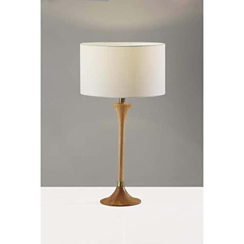 Adesso Inc. Rebecca Table Lamp Natural Rubberwood w. Antique Brass Accent