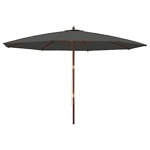 Parasol de jardin en bois double poulie grande taille 400x273cm toile sable