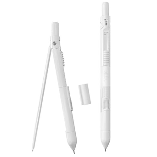 幾何学用コンパス,プロフェッショナルコンパス シャープペンシル付き 数学幾何学描画ツール 0.7mm芯 学生、教師、デザイナー、労働者向けの文具用品 (白)