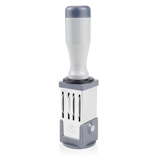 UPIQNG Time Date Stamp - Handheld Rolling Stamp, Round Plastic, Portable for Diary, Homework, Daily Use, 32MM