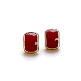 Pendientes de plata de ley 925 con parte trasera plana con tachuelas de esmalte rojo, hipoalergénicos, sin níquel, regalo para ella, cumpleaños o aniversario, caja de regalo de joyería incluida